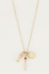 Necklace with pink quartz & red jade, necklace with charms