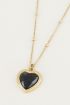 Ketting Black Onyx hartje, zwarte onyx ketting