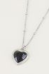 Ketting Black Onyx hartje, zwarte onyx ketting