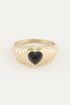 Ring black onyx hartje, zwarte onyx ring