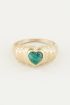 Ring malachite hartje, malachiet edelsteen ring