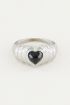 Ring black onyx hartje, zwarte onyx ring