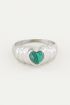 Ring malachite hartje, malachiet edelsteen ring