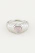 Ring rose quartz hartje, rozenkwarts ring