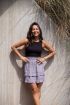 Paarse ruffle rok met grafische print | My Jewellery