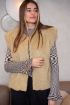 Beige teddy gilet met plooien | My Jewellery