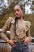 Taupe trui met ruffle lagen | My Jewellery