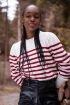 Trui met mock hals & donkerrode strepen | My Jewellery