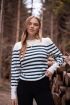 Trui met mock hals & blauwe strepen | My Jewellery