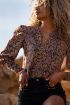 Black floral print top with balloon sleeves | My Jewellery