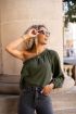 Groene one shoulder mousseline top, one shoulder top, groene top