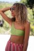 Shiny green one-shoulder bikini top with knot  | My Jewellery