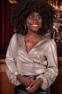 Metallic top met lange mouwen & overslag | My Jewellery
