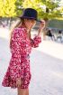 Rode blousejurk met beige bloemenprint| My Jewellery