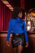 Blauwe glanzende top met col | My Jewellery
