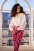 Paarse flared broek met roze bloemenprint | My Jewellery
