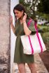 Beige tote bag with pink shoulder strap | My Jewellery