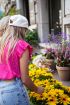 Roze bloemenprint top met smock & ruffles | My Jewellery