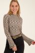 Beige spacedye top met uitlopende mouwen | My Jewellery
