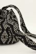Black and white round shoulder bag with woven Aztec print | My Jewellery