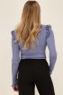 Lichtblauwe rib top met schouder ruffle | My Jewellery