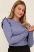 Lichtblauwe rib top met schouder ruffle | My Jewellery