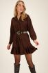 Bruine blousejurk met satijnen look & ceintuur | My Jewellery