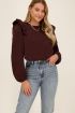 Bruine top met ruffles & embroidery | My Jewellery