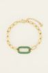 Schakelarmband met groene strass bedel | My Jewellery