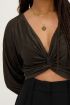 Dark green pleated top with knot | My Jewellery