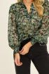 Green blouse with coloured print and ruffles | My Jewellery