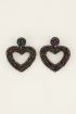 Hartvormige statement oorbellen met kralen | My Jewellery