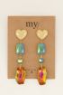 Oorhanger hart met multikleur stenen | My Jewellery