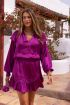 Purple blouse with ruffles and satin look  | My Jewellery