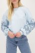 Light blue sweatshirt with embroidered sleeves | My Jewellery
