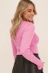 Roze trui met strepen & ruffle mouw | My Jewellery