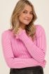 Roze trui met strepen & ruffle mouw | My Jewellery