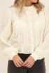 White jacquard blouse with ruffles