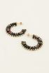Donkerblauwe statement oorhangers met kralen | My Jewellery