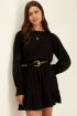 Black wrap dress with embroidered sleeves