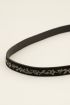 Black embroidered belt with silver buckle | My Jewellery