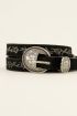 Black embroidered belt with silver buckle | My Jewellery