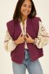 Purple cable knit gilet with shoulder padding | My Jewellery