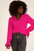 Roze blouse linnen look met knoop | My Jewellery