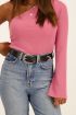 Roze one shoulder top met uitlopende mouw | My Jewellery