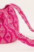 Pink round shoulder bag with woven Aztec print | My Jewellery