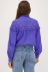 Purple blouse with embroidery and ruffled collar | My Jewellery