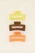 Set of brown, lime & orange hair clips | My Jewellery