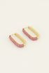 Rechthoekige oorhangers met roze strass stenen | My Jewellery