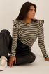 Gestreepte top met glitter & schouder ruffle | My Jewellery